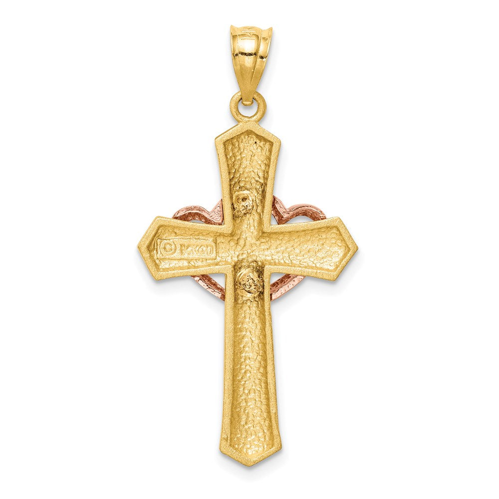Alternate view of the 14k Two Tone Gold St. Valentine Cross Pendant, 19 x 38mm by The Black Bow Jewelry Co.