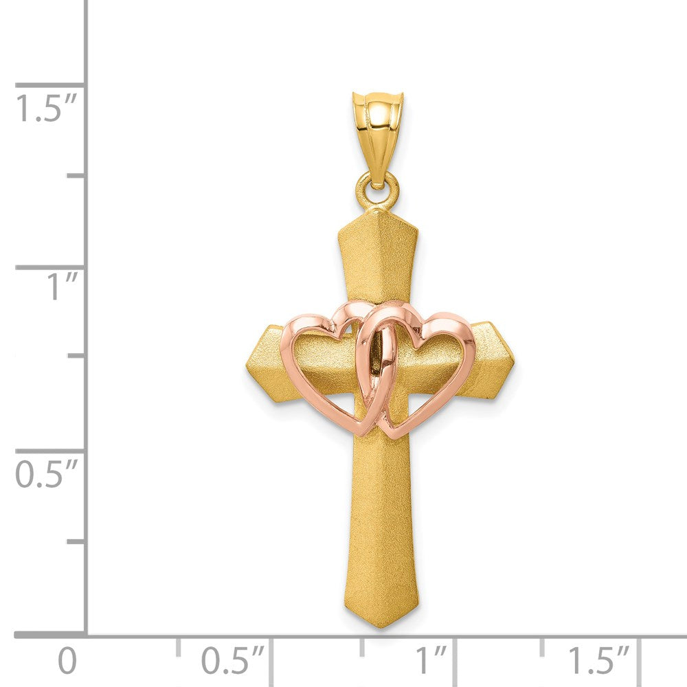 Alternate view of the 14k Two Tone Gold St. Valentine Cross Pendant, 19 x 38mm by The Black Bow Jewelry Co.