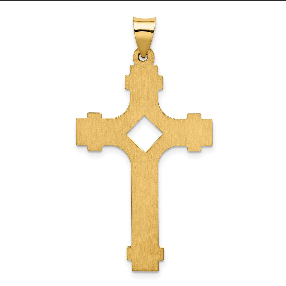 Alternate view of the Men's 14k Yellow Gold Polished 2D Flanched Cross Pendant, 24 x 46mm by The Black Bow Jewelry Co.