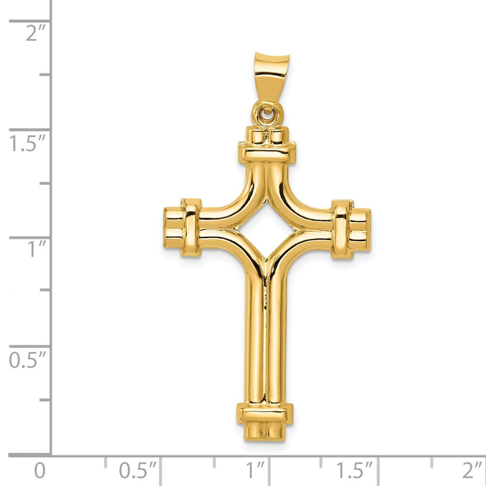 Alternate view of the Men's 14k Yellow Gold Polished 2D Flanched Cross Pendant, 24 x 46mm by The Black Bow Jewelry Co.