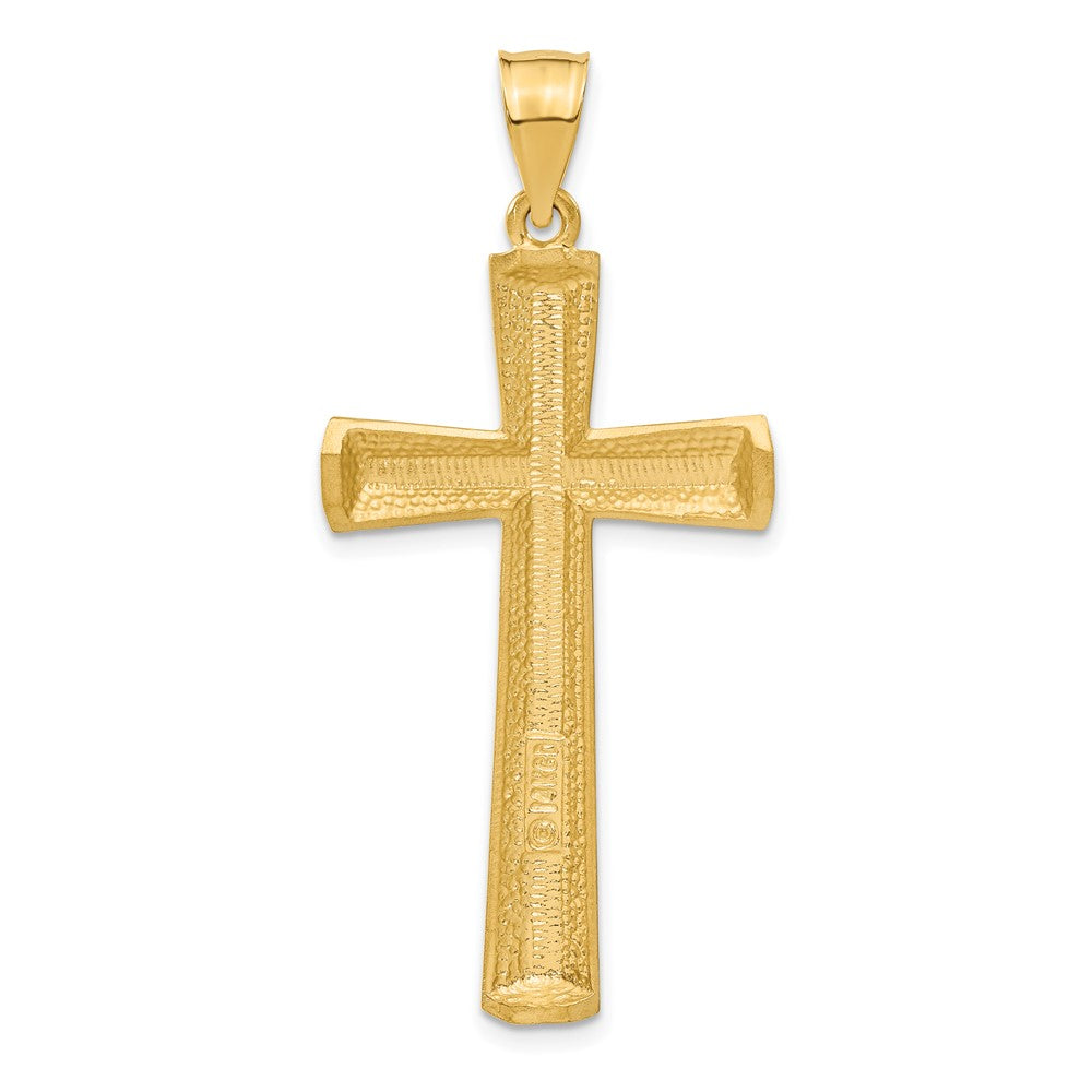Alternate view of the 14k Yellow Gold Satin & Diamond-Cut 2D Cross Pendant, 23 x 50mm by The Black Bow Jewelry Co.