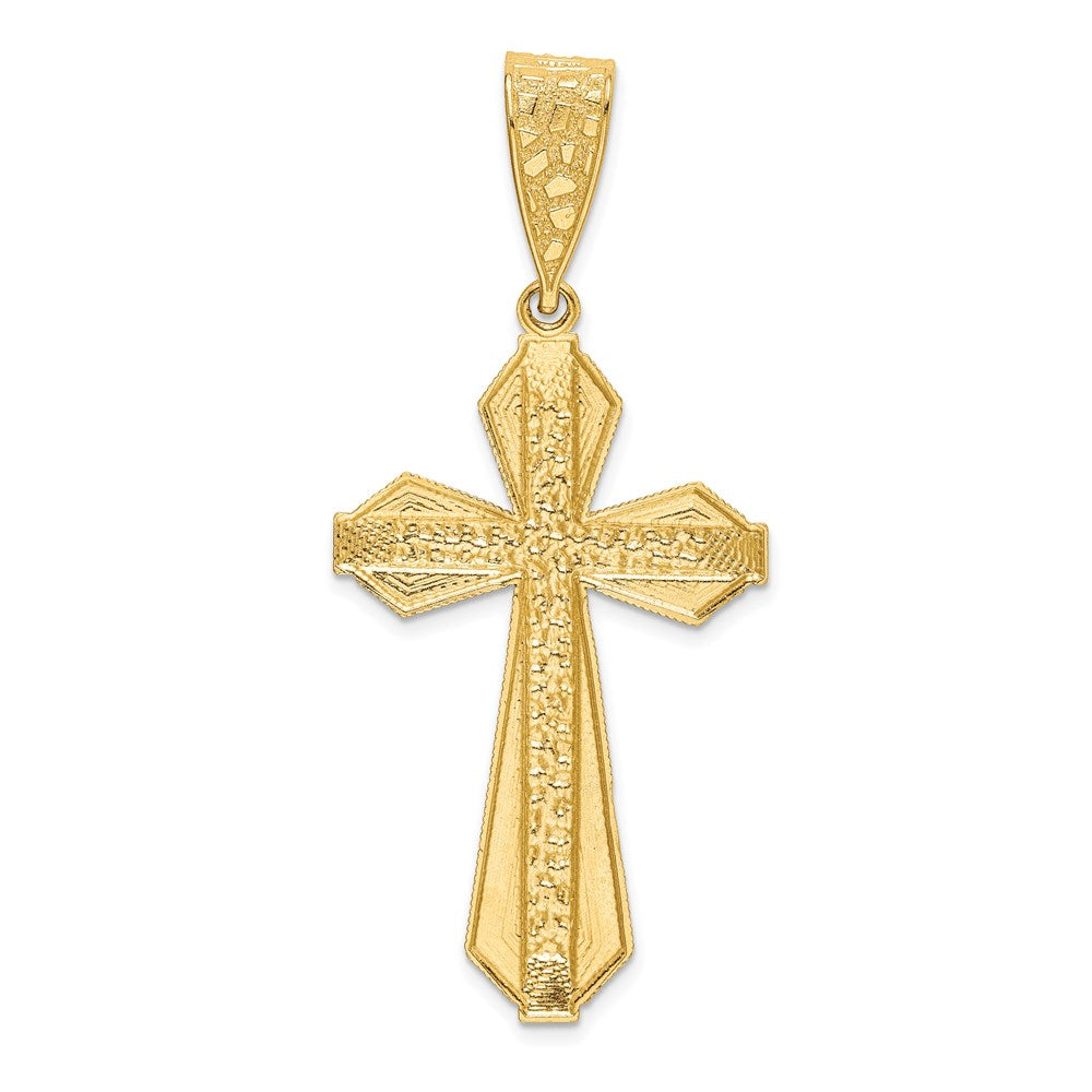 Alternate view of the 14k Yellow Gold Diamond-Cut Bordered Cross Pendant, 25 x 55mm by The Black Bow Jewelry Co.