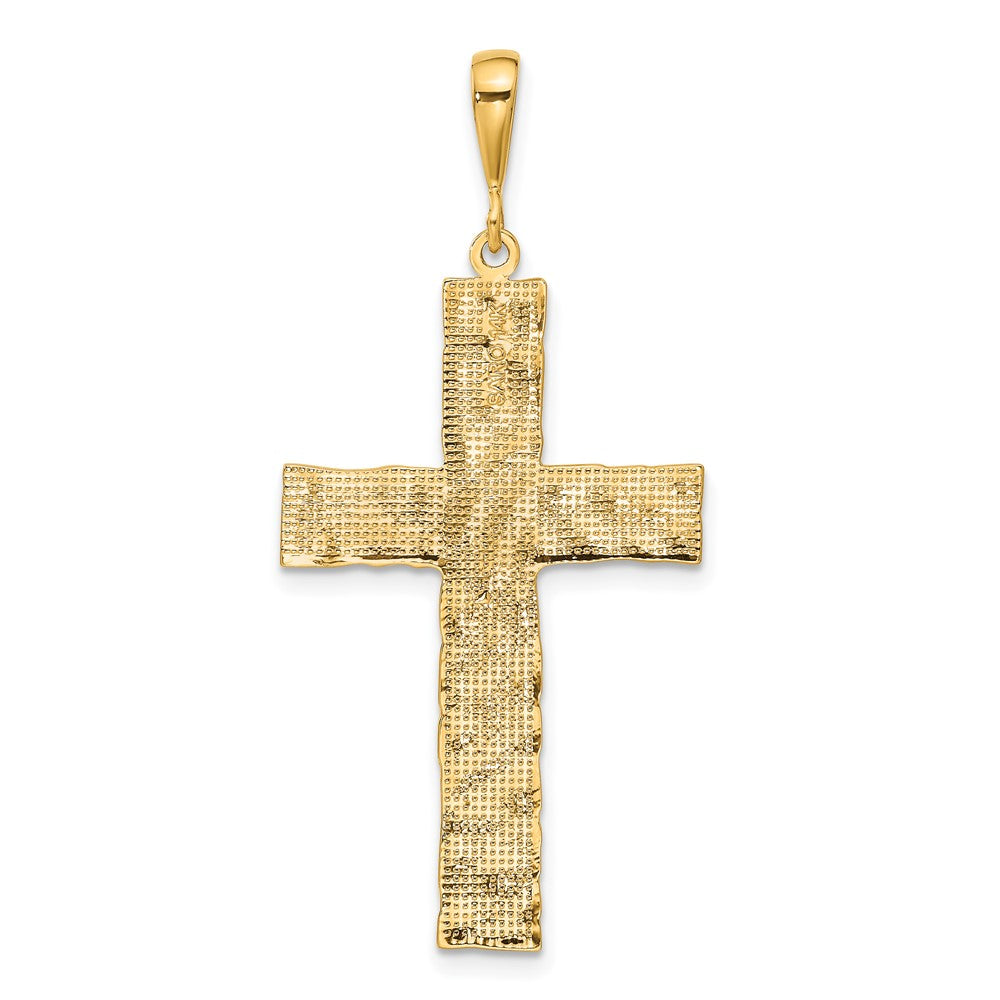 Alternate view of the Men's 14k Yellow Gold Nugget Style Cross Pendant, 23 x 50mm by The Black Bow Jewelry Co.