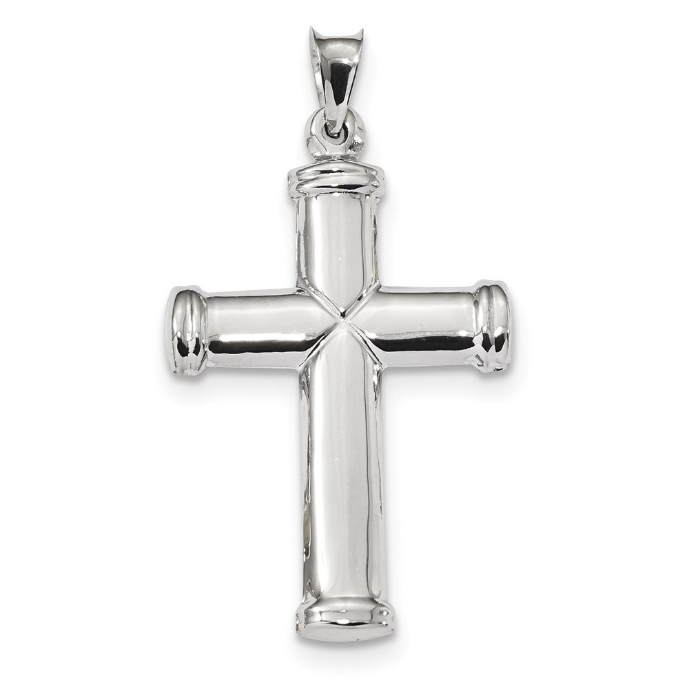Men&#39;s 14k White Gold Hollow 3D Polished Cross Pendant, 25 x 44mm, Item P27839 by The Black Bow Jewelry Co.