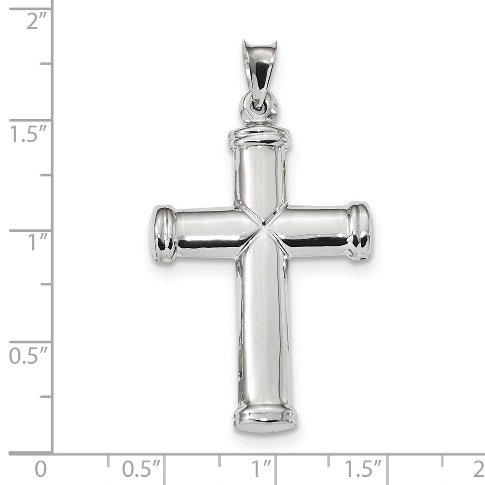 Alternate view of the Men&#39;s 14k White Gold Hollow 3D Polished Cross Pendant, 25 x 44mm by The Black Bow Jewelry Co.