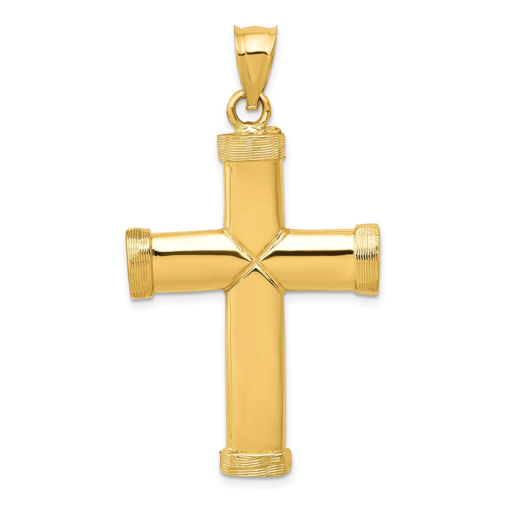 Men's 14k Yellow Gold Polished 2D Latin Cross Pendant, 25 x 46mm, Item P27841 by The Black Bow Jewelry Co.