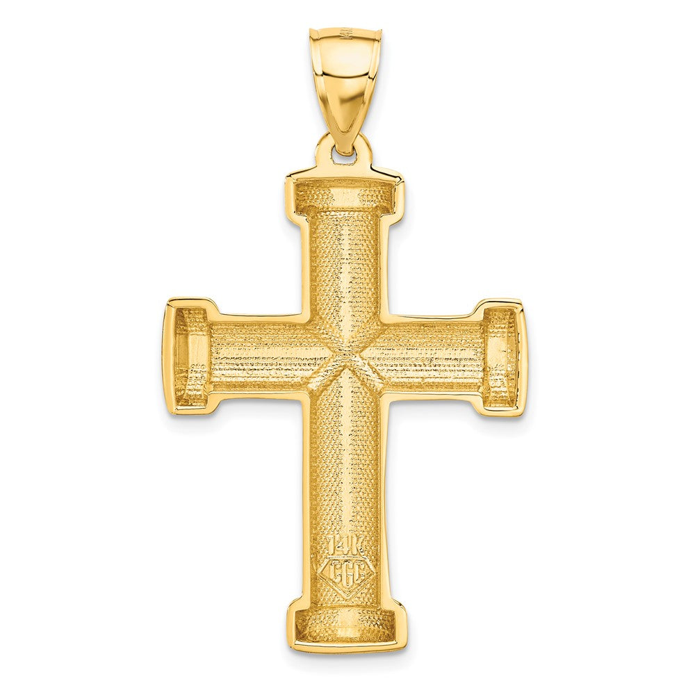 Alternate view of the Men's 14k Yellow Gold Polished 2D Latin Cross Pendant, 25 x 46mm by The Black Bow Jewelry Co.