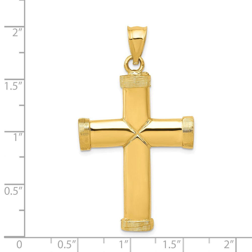 Alternate view of the Men's 14k Yellow Gold Polished 2D Latin Cross Pendant, 25 x 46mm by The Black Bow Jewelry Co.