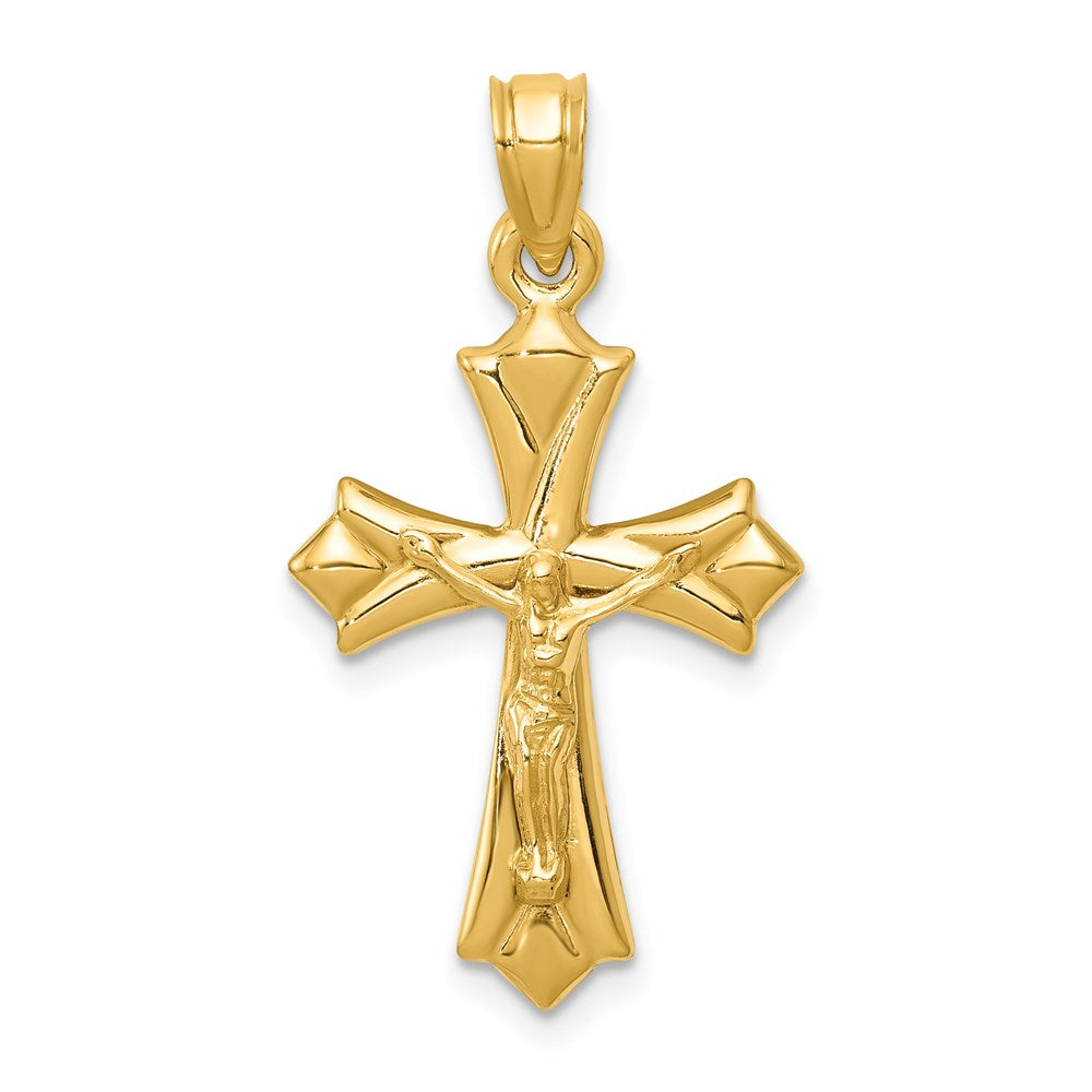 14k Yellow Gold Hollow Reversible 3D Crucifix Cross Pendant, 16 x 30mm, Item P27846 by The Black Bow Jewelry Co.