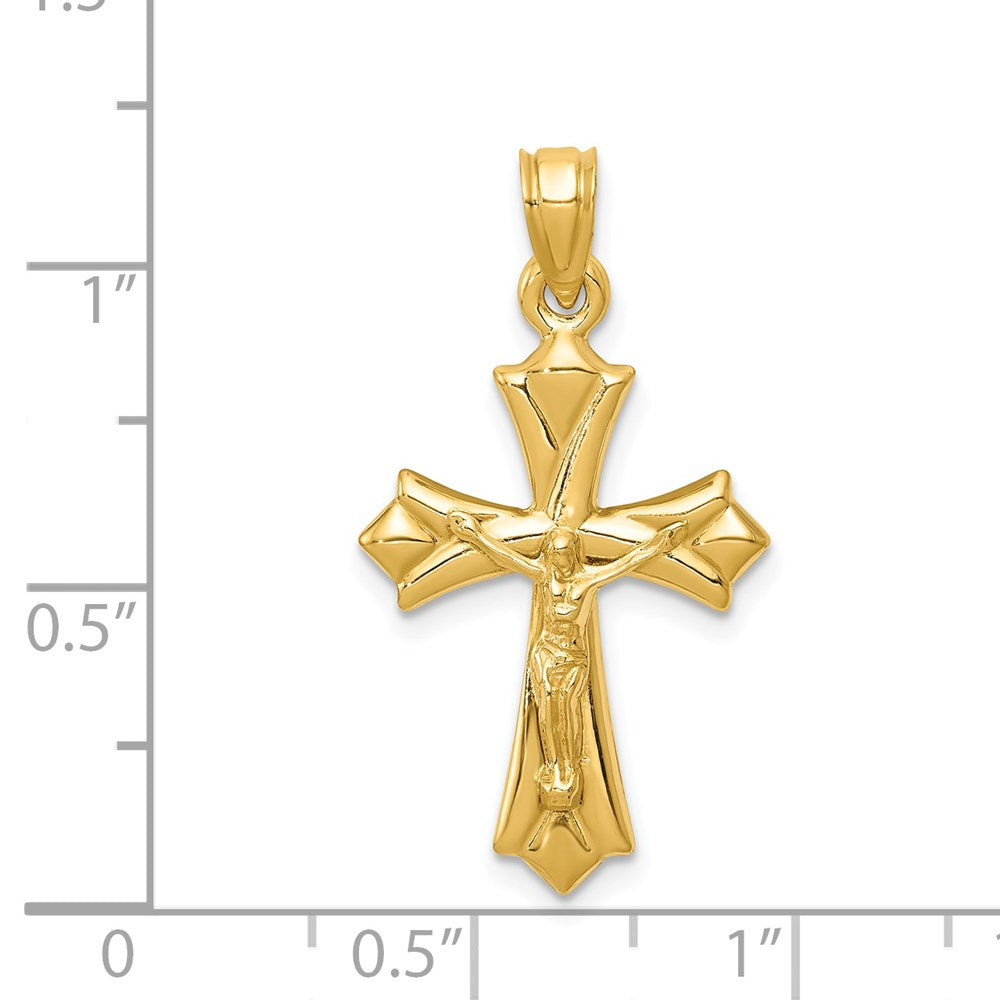 Alternate view of the 14k Yellow Gold Hollow Reversible 3D Crucifix Cross Pendant, 16 x 30mm by The Black Bow Jewelry Co.