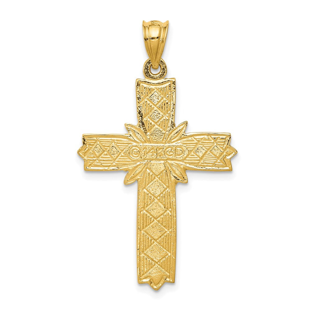Alternate view of the 14k Yellow Gold & Black Enamel Fleur de Lis Cross Pendant, 22 x 38nm by The Black Bow Jewelry Co.