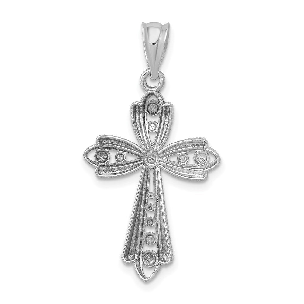 Alternate view of the 14k White Gold Diamond-Cut Fancy 2D Cross Pendant, 17 x 32mm by The Black Bow Jewelry Co.