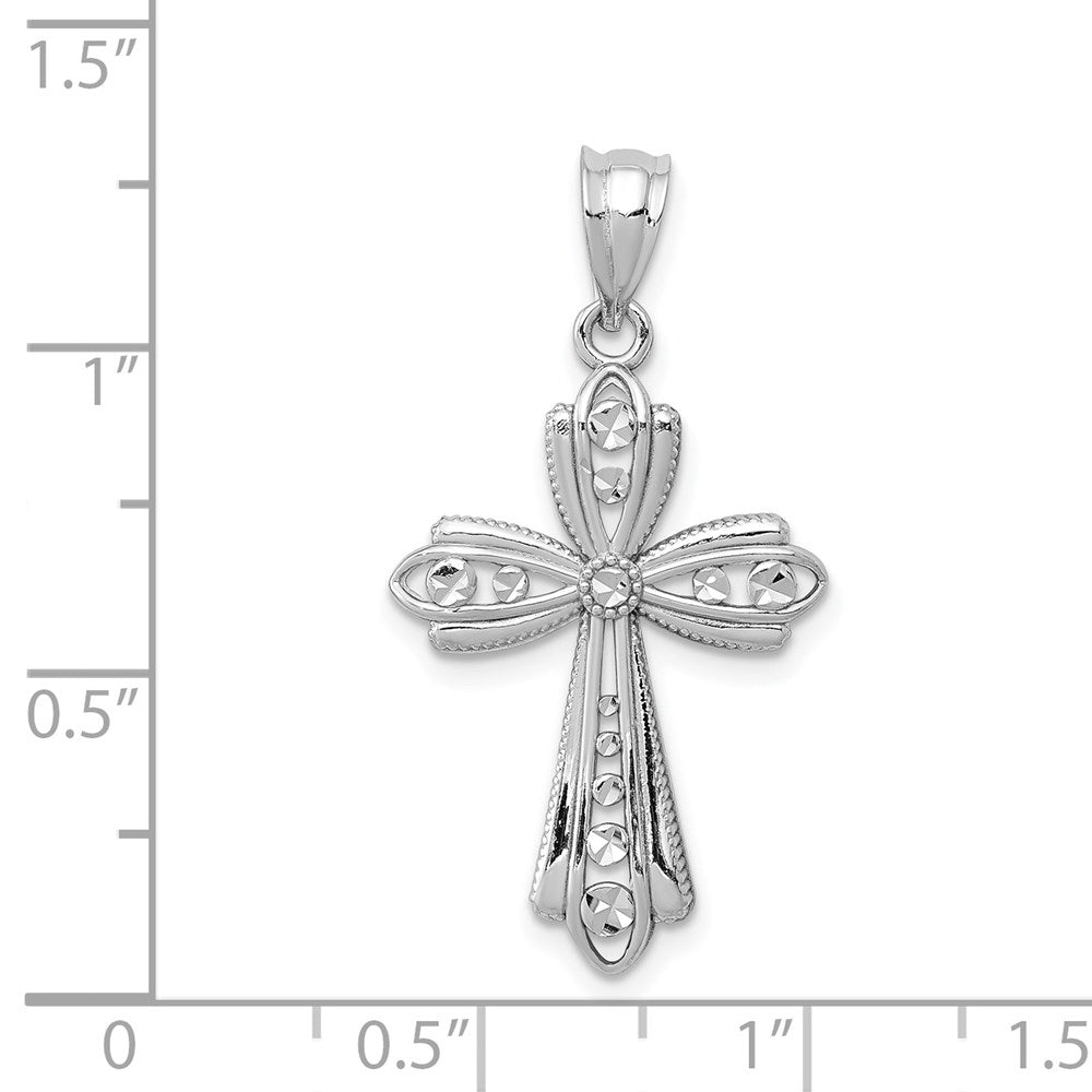 Alternate view of the 14k White Gold Diamond-Cut Fancy 2D Cross Pendant, 17 x 32mm by The Black Bow Jewelry Co.