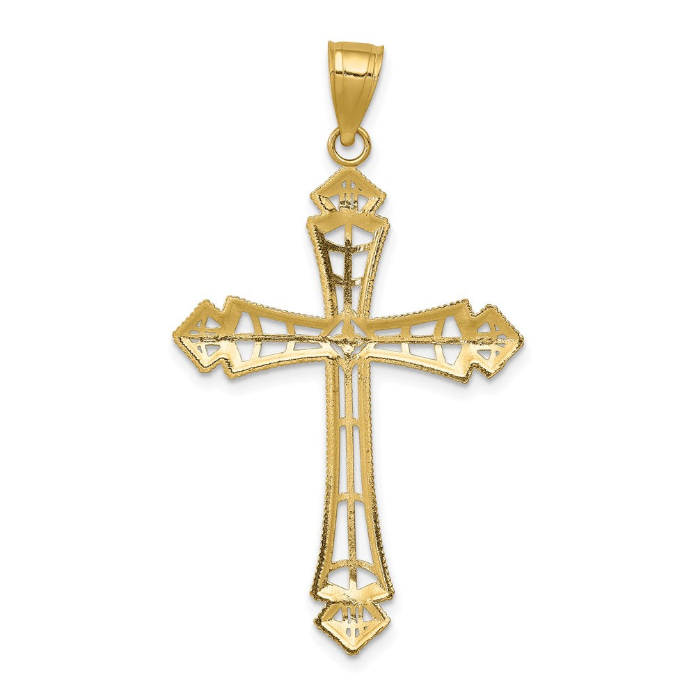 Alternate view of the 14k Yellow Gold & White Rhodium D/C Passion Cross Pendant, 23 x 42mm by The Black Bow Jewelry Co.