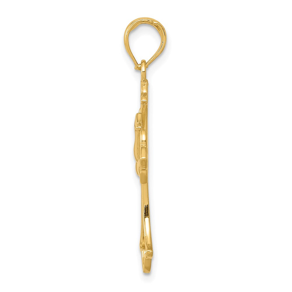 Alternate view of the 14k Yellow Gold Fleur de Lis Dove Cross Pendant, 18 x 32mm by The Black Bow Jewelry Co.