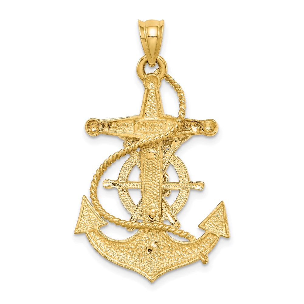 Alternate view of the 14K Two-Tone Gold 3D Mariner Crucifix Cross Pendant, 21 x 34mm by The Black Bow Jewelry Co.