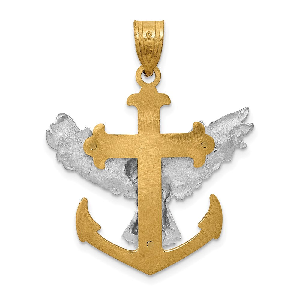 Alternate view of the 14k Two Tone Gold Mariner's Cross & Eagle Pendant, 28 x 35mm by The Black Bow Jewelry Co.