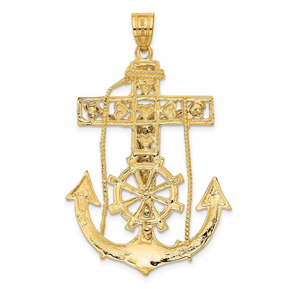 Alternate view of the 14k Two Tone Gold X-Large Mariner's Crucifix Cross Pendant, 35 x 58mm by The Black Bow Jewelry Co.