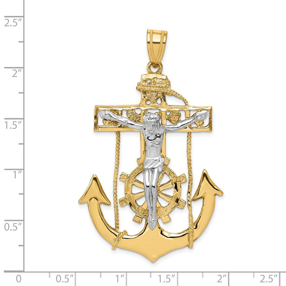 Alternate view of the 14k Two Tone Gold X-Large Mariner's Crucifix Cross Pendant, 35 x 58mm by The Black Bow Jewelry Co.