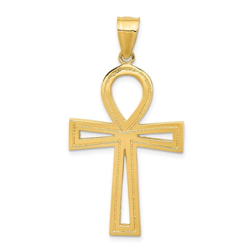14k Yellow Gold Large Polished Ankh Cross Pendant, 23 x 45mm, Item P27886 by The Black Bow Jewelry Co.