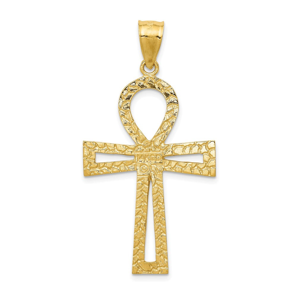 Alternate view of the 14k Yellow Gold Large Polished Ankh Cross Pendant, 23 x 45mm by The Black Bow Jewelry Co.