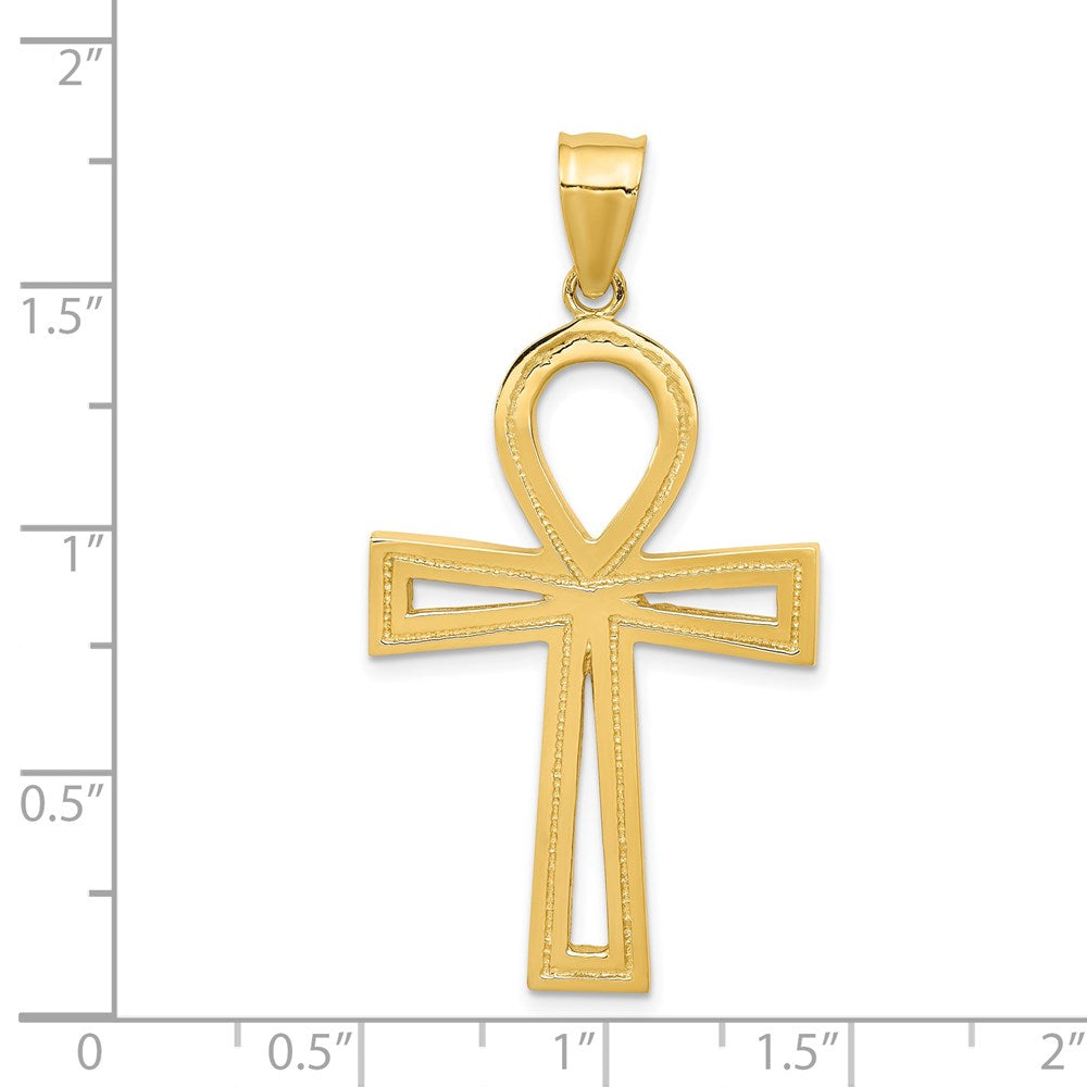 Alternate view of the 14k Yellow Gold Large Polished Ankh Cross Pendant, 23 x 45mm by The Black Bow Jewelry Co.