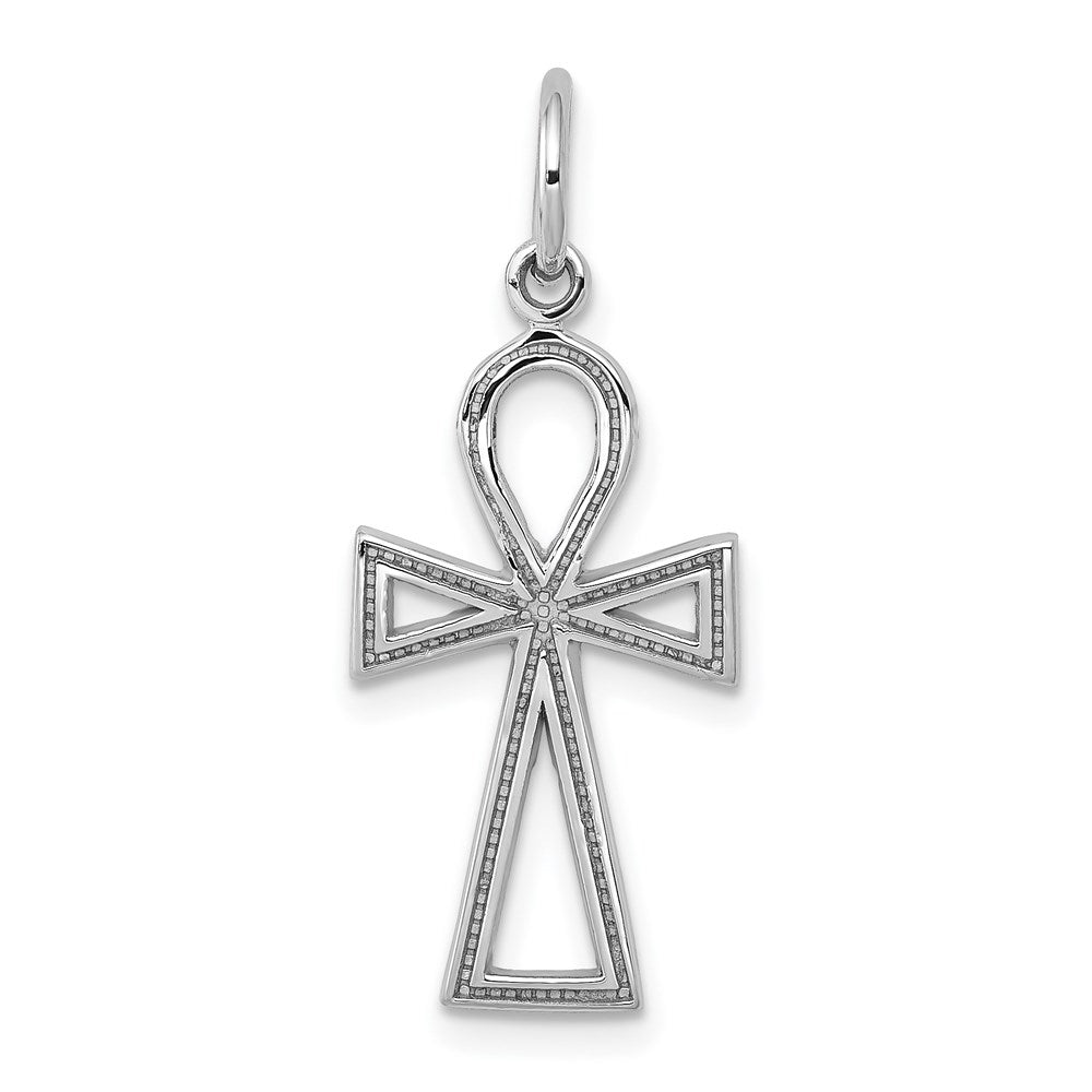 14k White Gold Small Ankh Cross Charm Pendant, 11 x 27mm, Item P27887 by The Black Bow Jewelry Co.