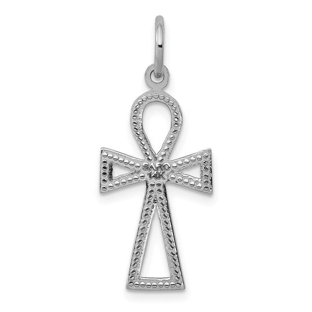 Alternate view of the 14k White Gold Small Ankh Cross Charm Pendant, 11 x 27mm by The Black Bow Jewelry Co.