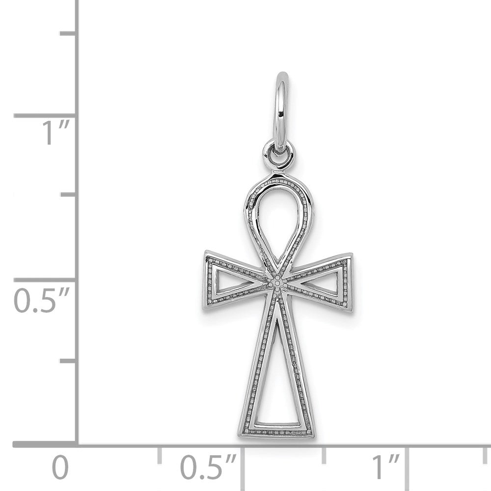 Alternate view of the 14k White Gold Small Ankh Cross Charm Pendant, 11 x 27mm by The Black Bow Jewelry Co.