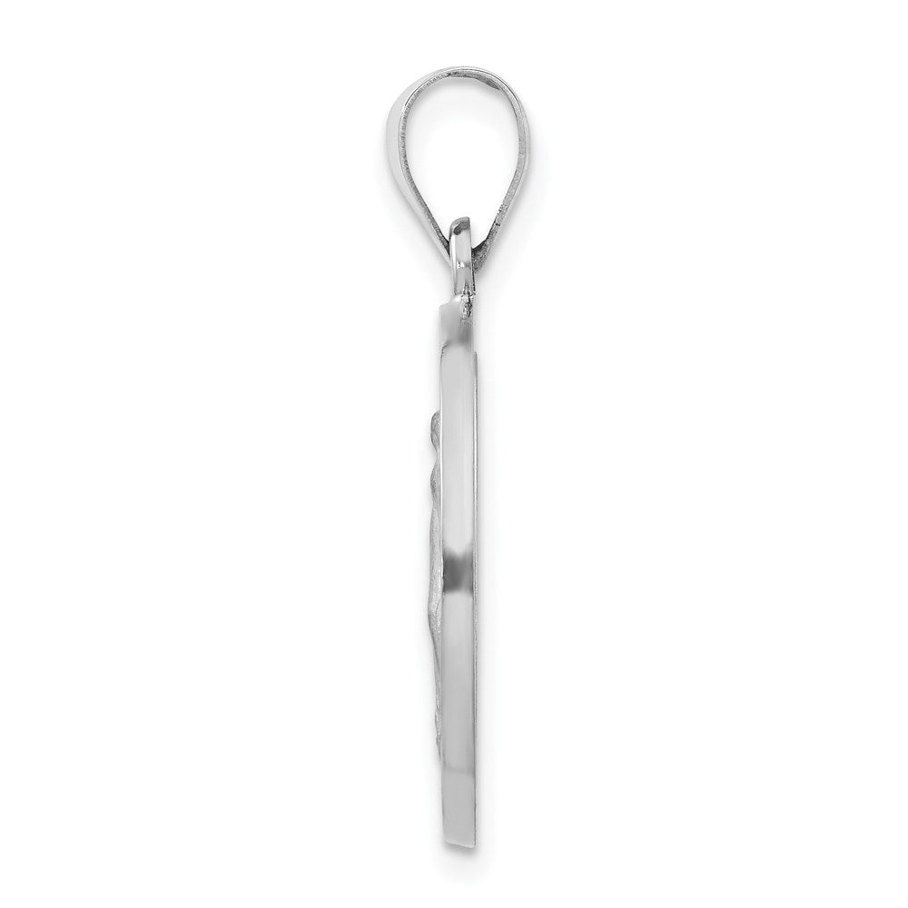 Alternate view of the 14k White Gold Hollow Round Miraculous Medal Pendant, 18mm (11/16 In.) by The Black Bow Jewelry Co.