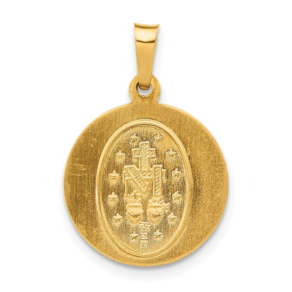 Alternate view of the 14k Yellow Gold Hollow Round Miraculous Medal Pendant, 15mm (9/16 In) by The Black Bow Jewelry Co.
