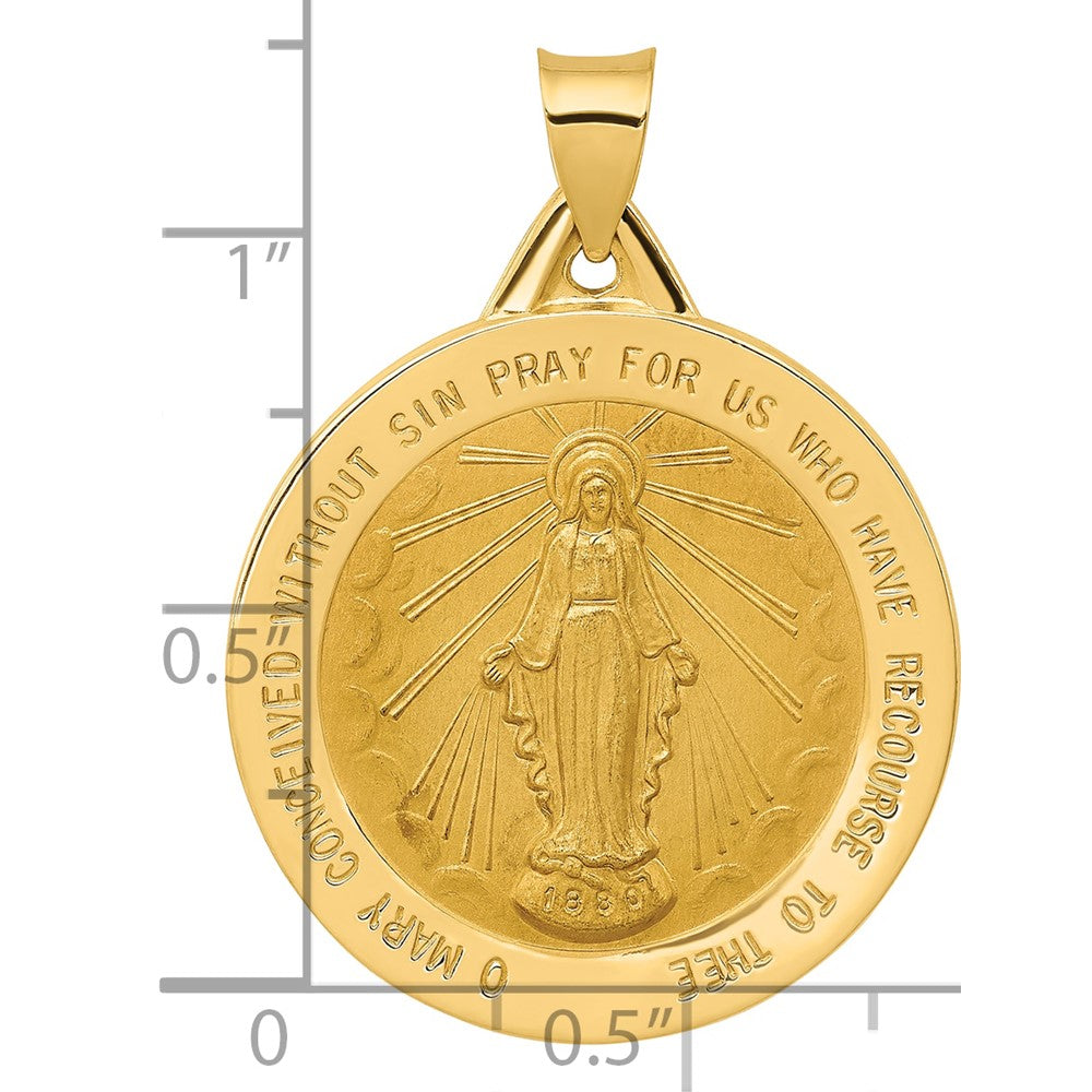Alternate view of the 14k Yellow Gold Hollow Round Miraculous Medal Pendant, 25mm (1 Inch) by The Black Bow Jewelry Co.