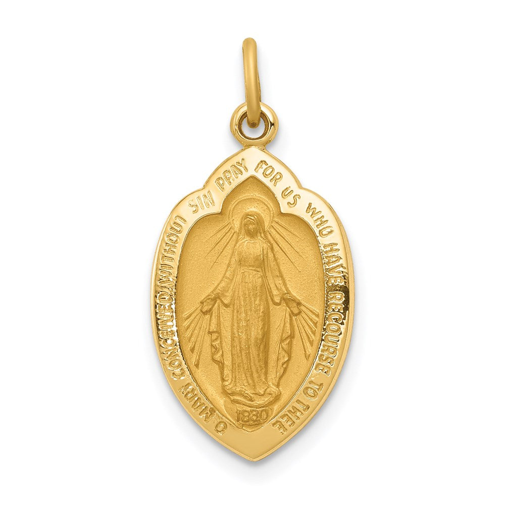 14k Yellow Gold Miraculous Medal Charm or Pendant, 12 x 24mm, Item P27900 by The Black Bow Jewelry Co.