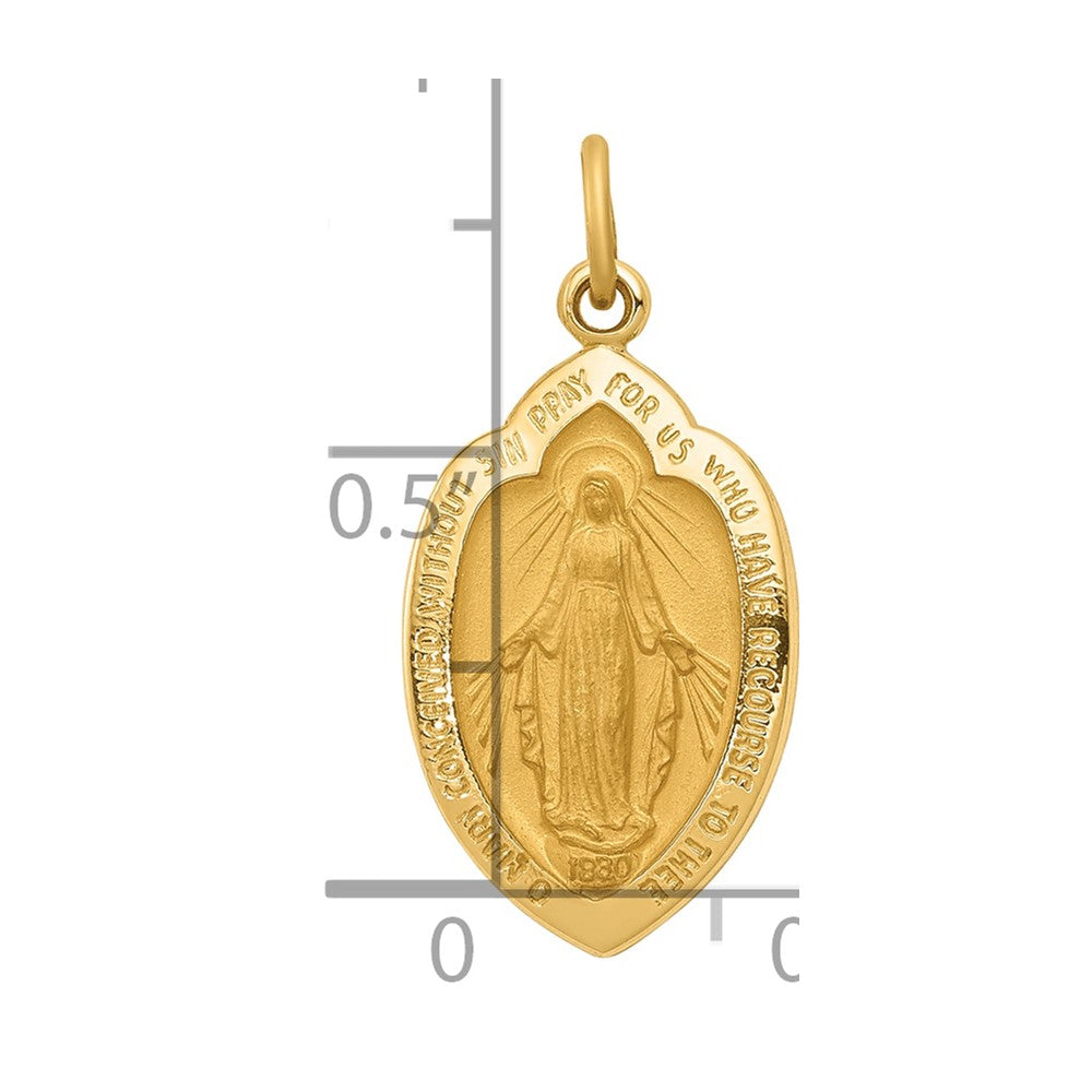 Alternate view of the 14k Yellow Gold Miraculous Medal Charm or Pendant, 12 x 24mm by The Black Bow Jewelry Co.