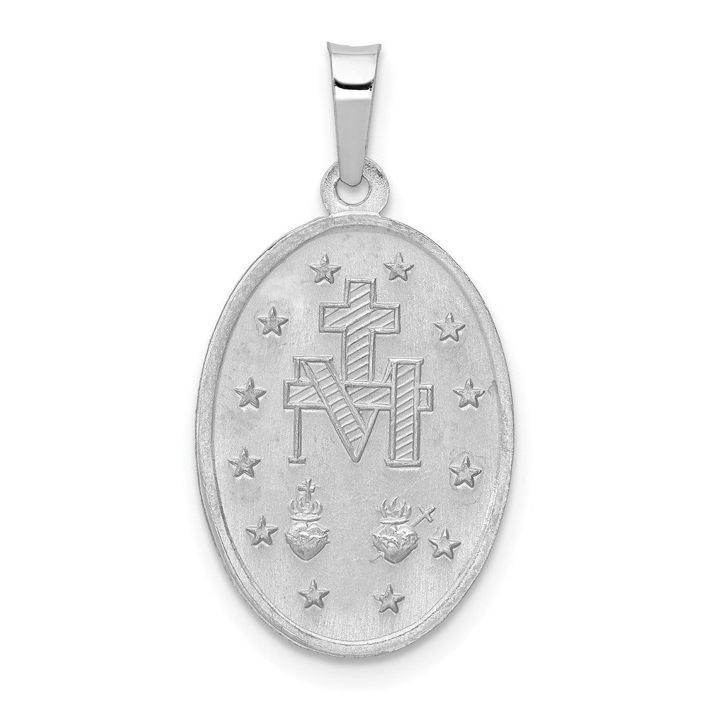Alternate view of the 14k White Gold Solid Oval Miraculous Medal Pendant, 15 x 28mm by The Black Bow Jewelry Co.