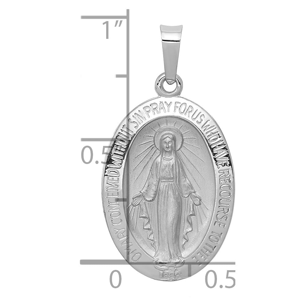 Alternate view of the 14k White Gold Solid Oval Miraculous Medal Pendant, 15 x 28mm by The Black Bow Jewelry Co.