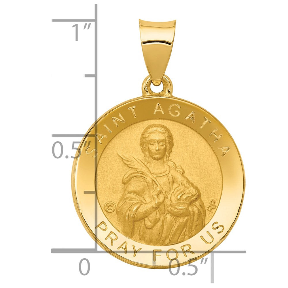 Alternate view of the 14k Yellow Gold Hollow St. Agatha Medal Pendant, 19mm (3/4 Inch) by The Black Bow Jewelry Co.