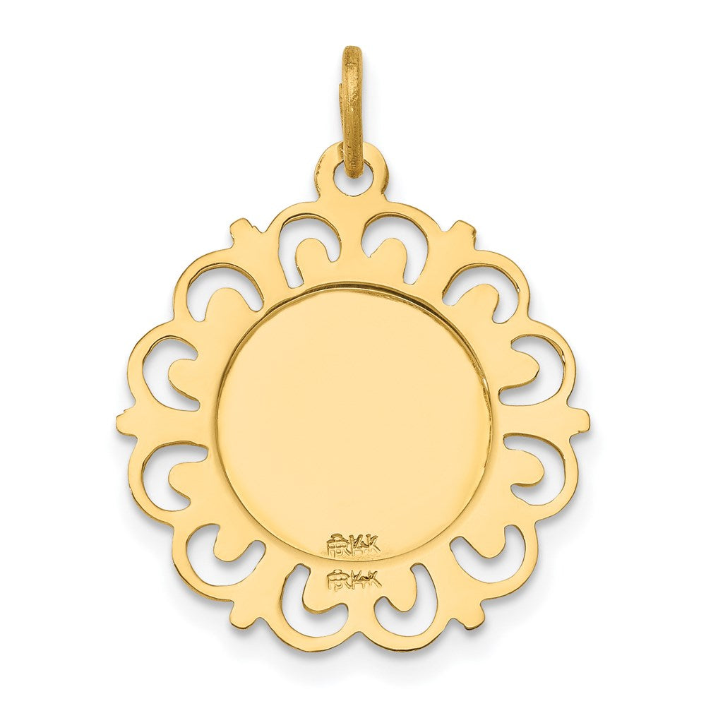 Alternate view of the 14k Yellow Gold Filigree St. Anne Medal Pendant, 19mm (3/4 Inch) by The Black Bow Jewelry Co.