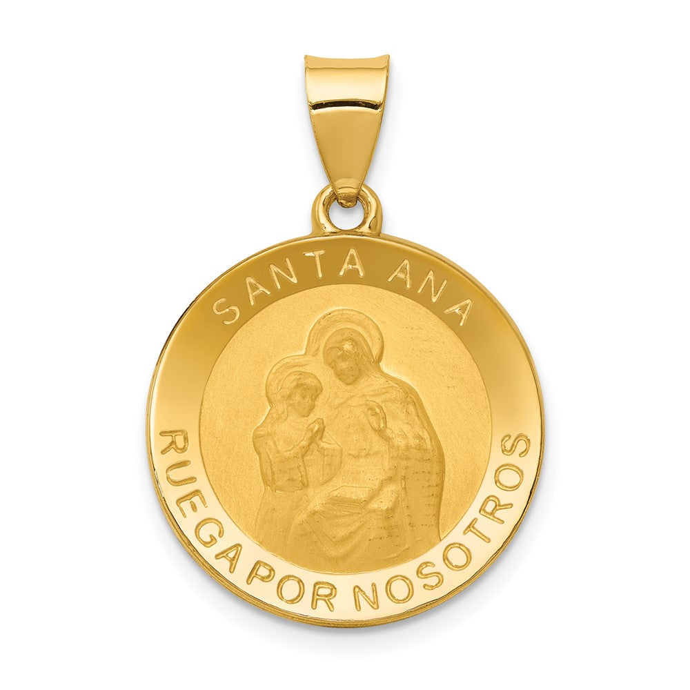 14k Yellow Gold Hollow Santa Ana Medal Pendant, 19mm (3/4 Inch), Item P27909 by The Black Bow Jewelry Co.