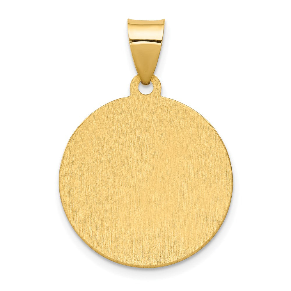 Alternate view of the 14k Yellow Gold Hollow Santa Ana Medal Pendant, 19mm (3/4 Inch) by The Black Bow Jewelry Co.