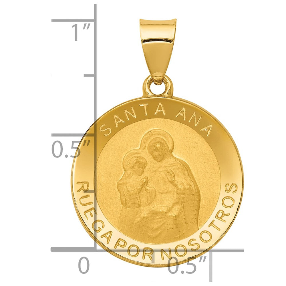 Alternate view of the 14k Yellow Gold Hollow Santa Ana Medal Pendant, 19mm (3/4 Inch) by The Black Bow Jewelry Co.