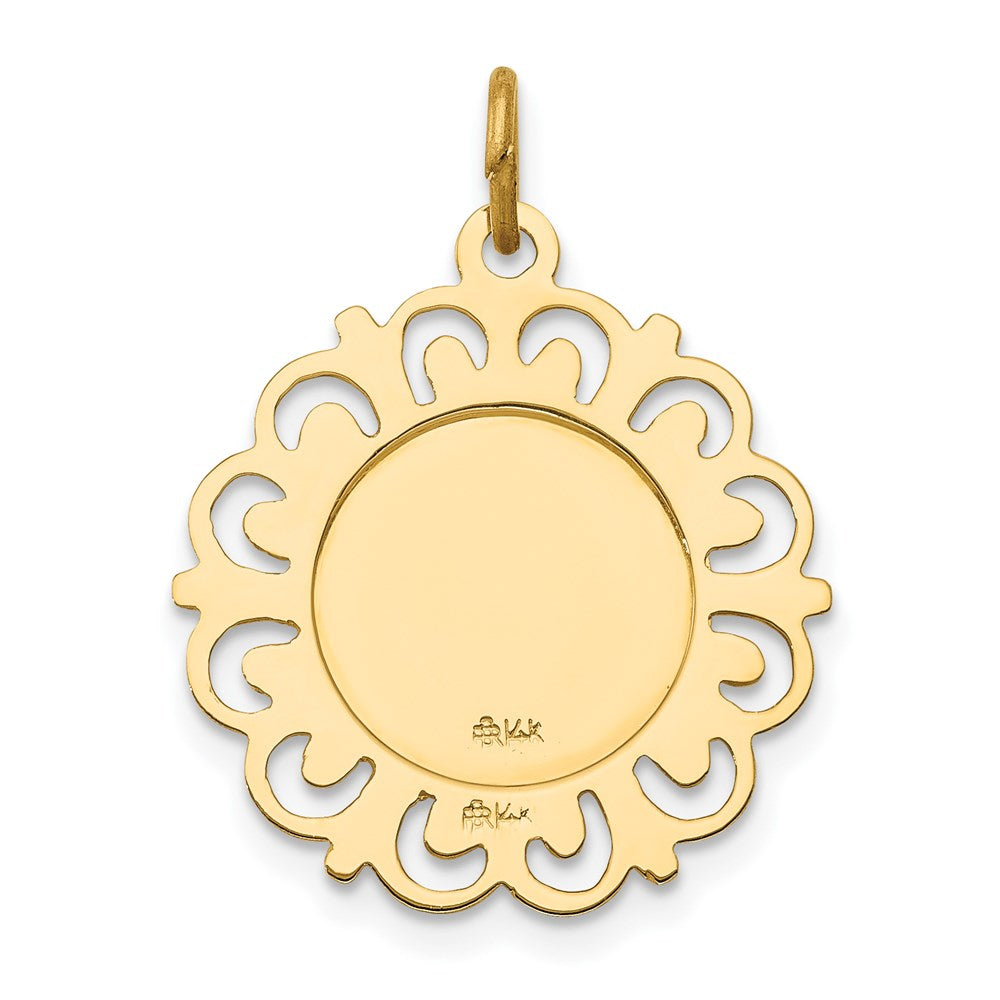 Alternate view of the 14k Yellow Gold Filigree St. Anthony Medal Pendant, 19mm (3/4 Inch) by The Black Bow Jewelry Co.