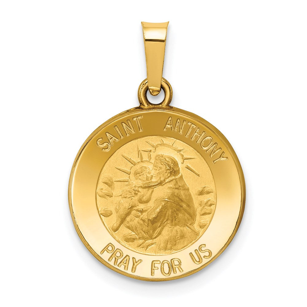 14k Yellow Gold Hollow St. Anthony Medal Pendant, 15mm (9/16 Inch), Item P27911 by The Black Bow Jewelry Co.