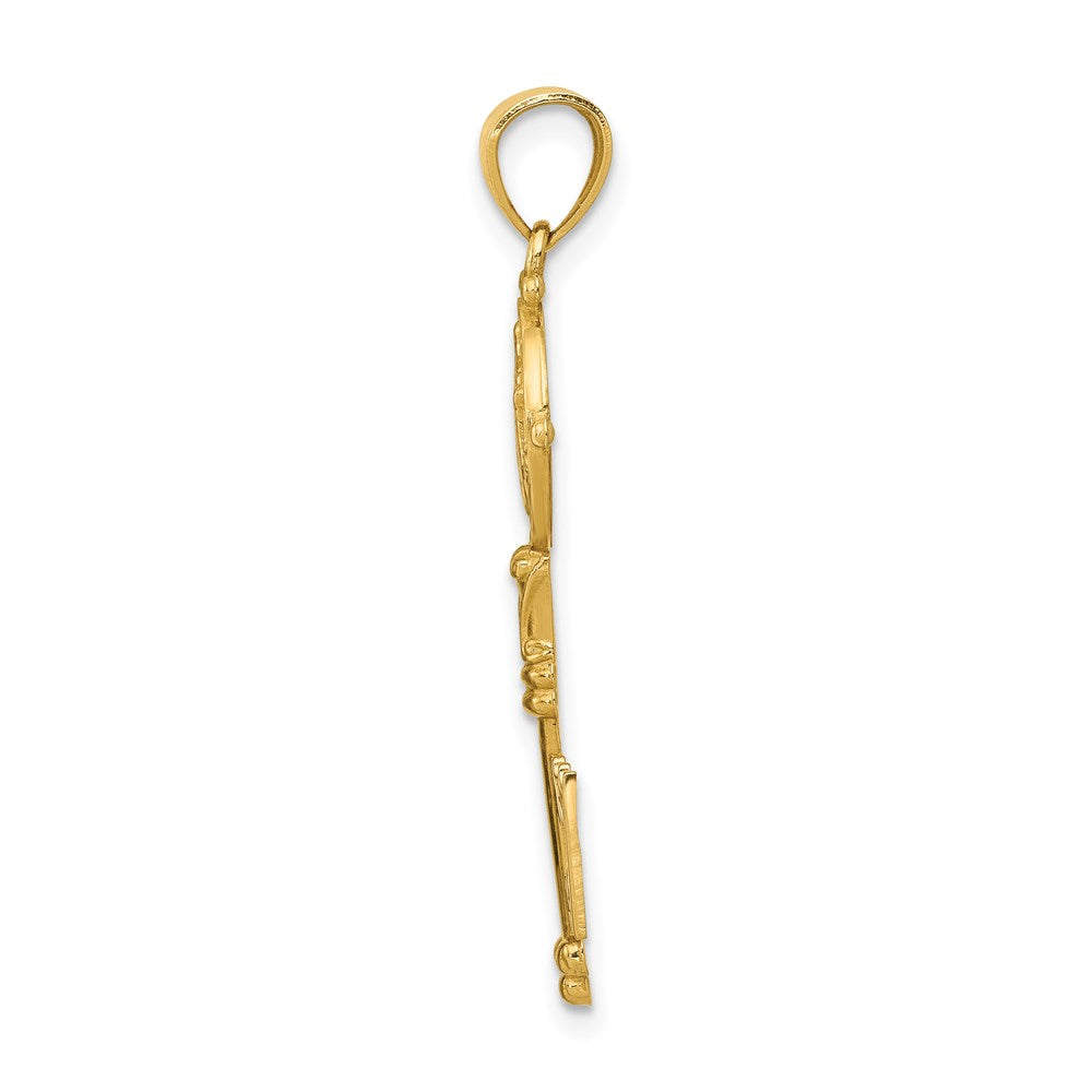 Alternate view of the 14k Yellow Gold San Benito 2-Sided Key Pendant, 11 x 33mm by The Black Bow Jewelry Co.