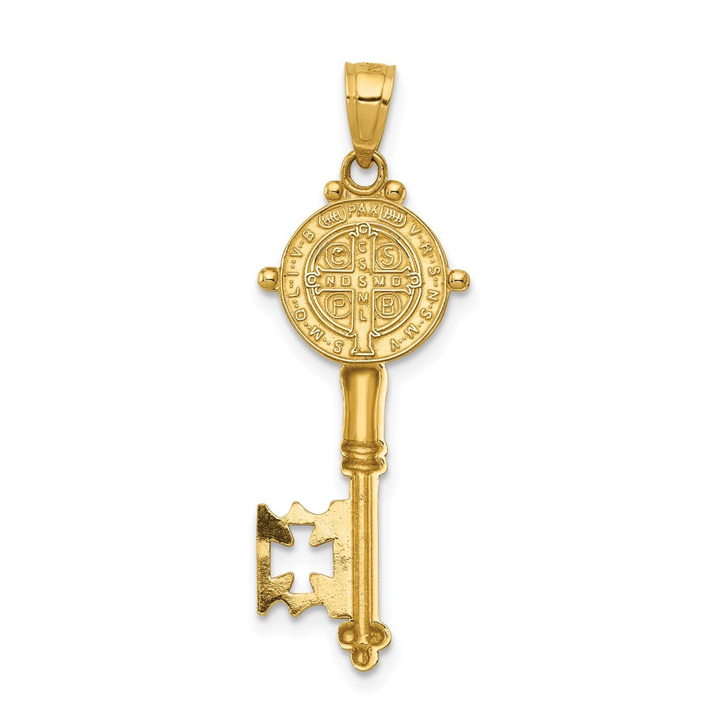 Alternate view of the 14k Yellow Gold San Benito 2-Sided Key Pendant, 11 x 33mm by The Black Bow Jewelry Co.