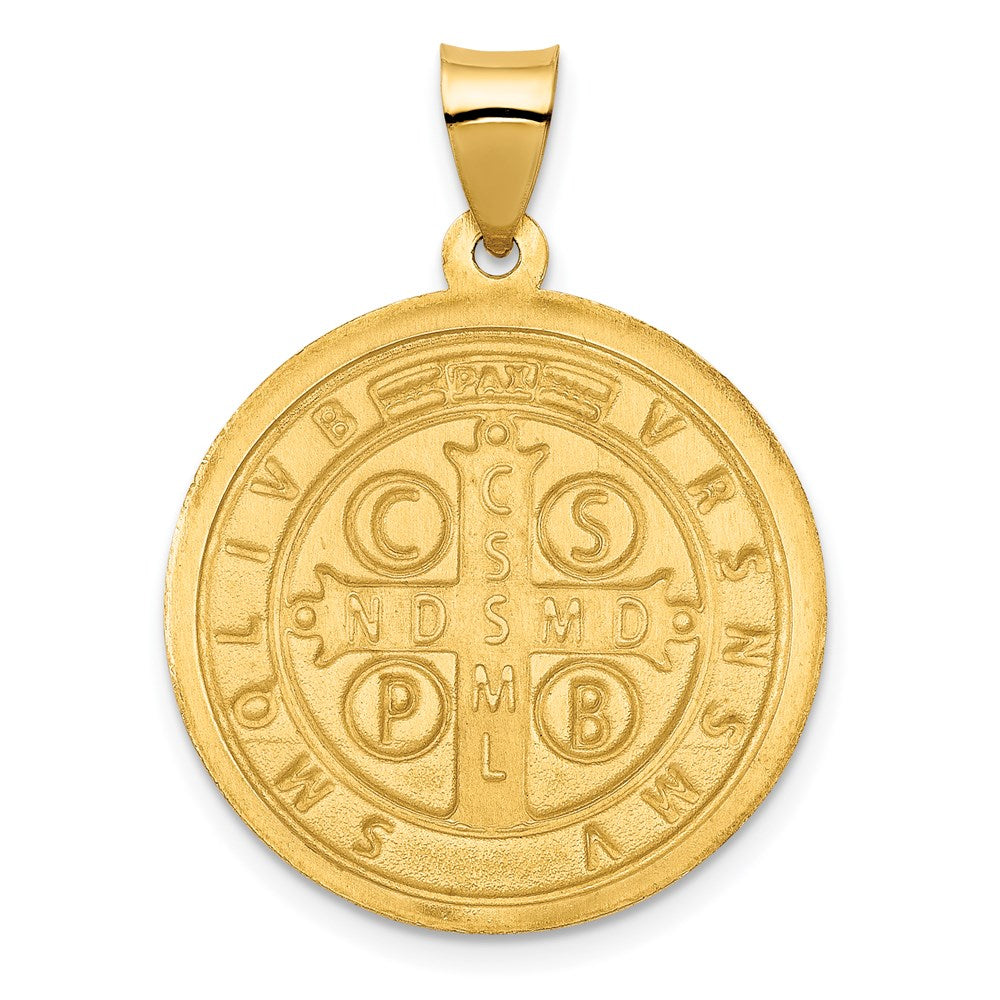 Alternate view of the 14k Yellow Gold Hollow St. Benedict Reversible Medal, 22mm (7/8 In) by The Black Bow Jewelry Co.