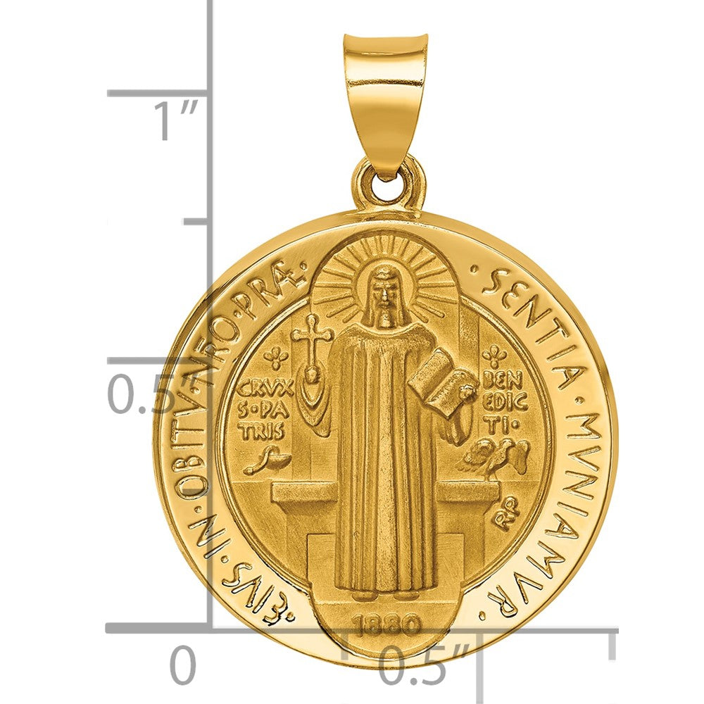 Alternate view of the 14k Yellow Gold Hollow St. Benedict Reversible Medal, 22mm (7/8 In) by The Black Bow Jewelry Co.