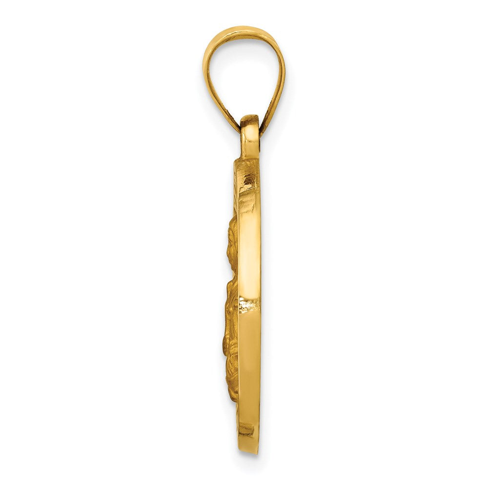 Alternate view of the 14k Yellow Gold Hollow St. Brigid Medal Pendant, 19mm (3/4 Inch) by The Black Bow Jewelry Co.