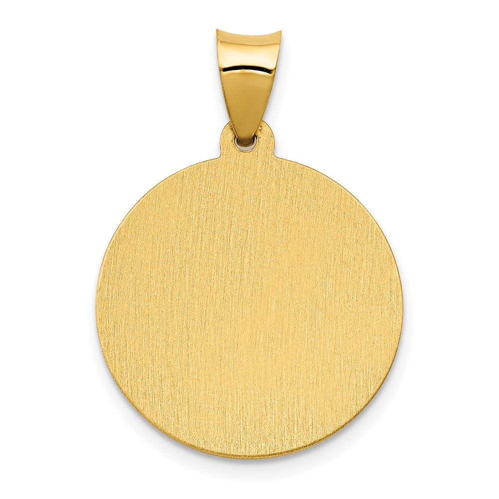 Alternate view of the 14k Yellow Gold Hollow St. Brigid Medal Pendant, 19mm (3/4 Inch) by The Black Bow Jewelry Co.