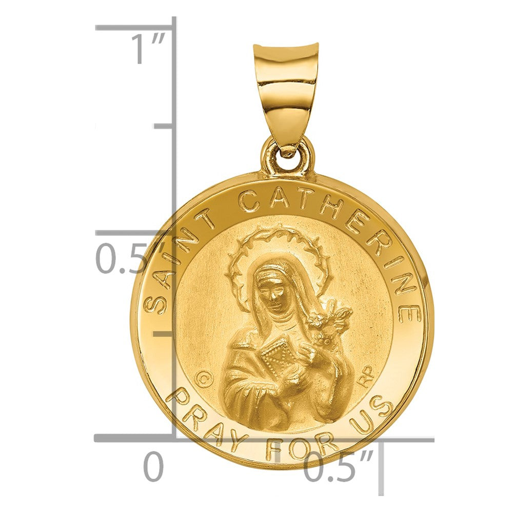 Alternate view of the 14k Yellow Gold Hollow St. Catherine Medal Pendant, 19mm (3/4 Inch) by The Black Bow Jewelry Co.